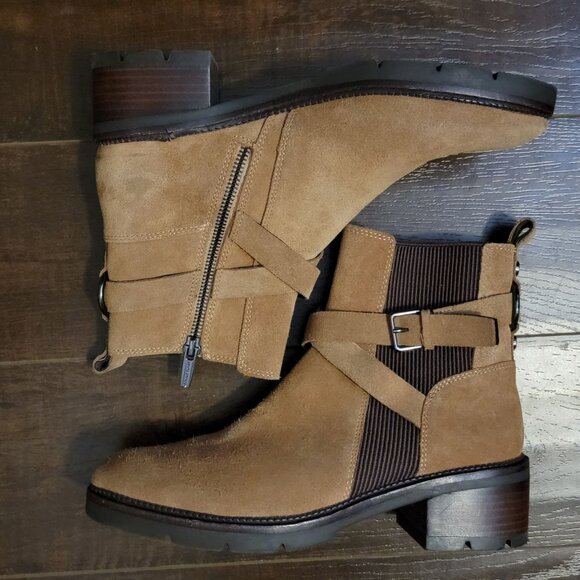 NEW Donald Pliner Savvy Boots Womens 8.5 Brown Suede Rustic Cottagecore Country - Picture 3 of 10